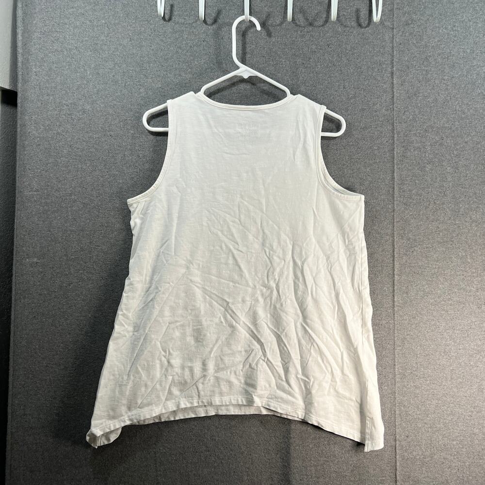Denim & Co. Essentials Textured Knit Round Neck Trapeze Tank White Size Medium